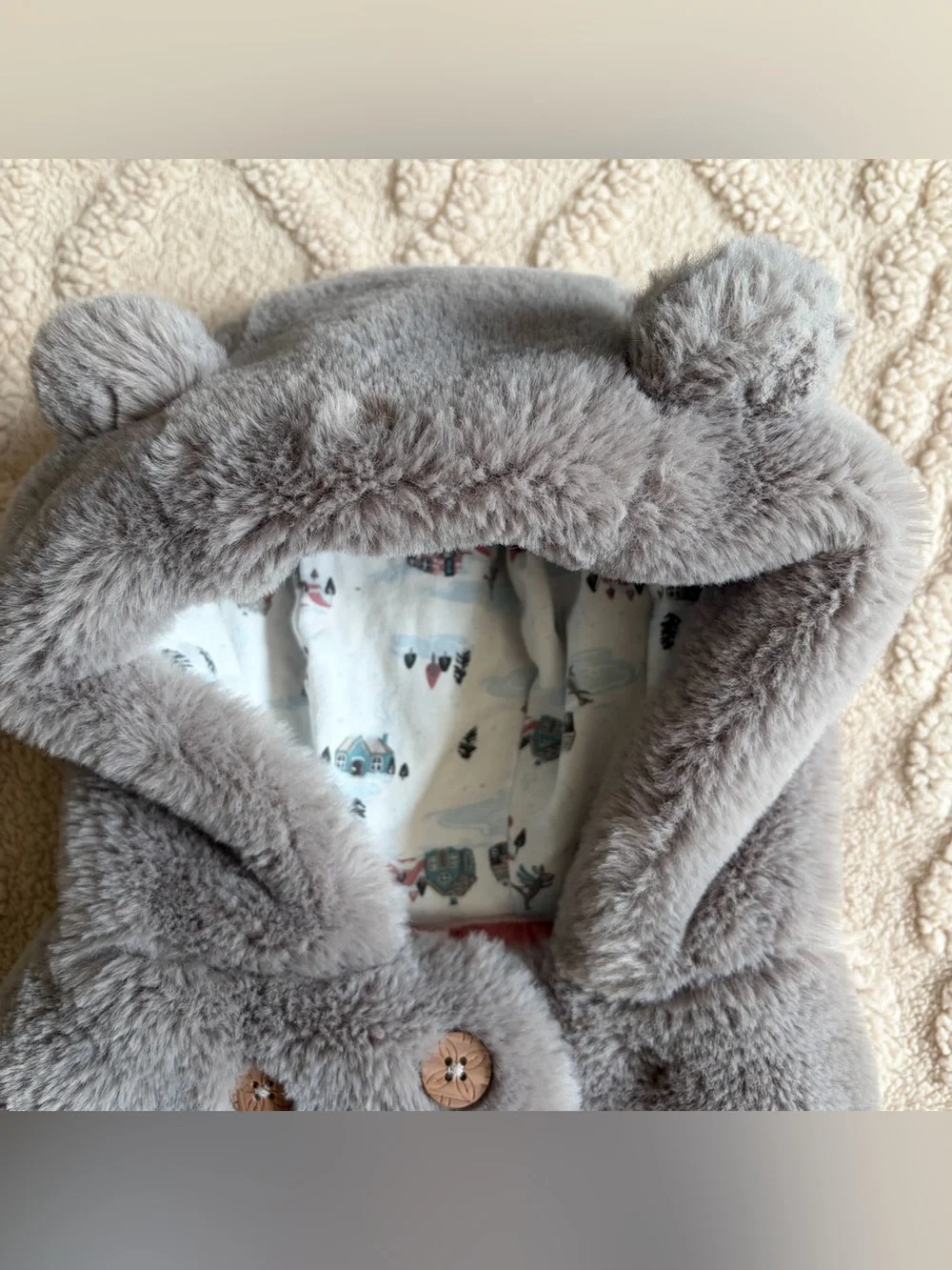 Catherine Malandrino Baby Girl 3-6M Outfit - Bodysuit Pants & Fuzzy Vest 3pc Set